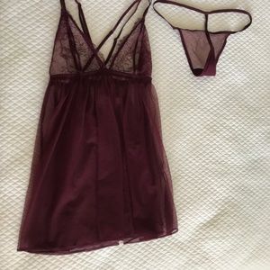 Victoria's Secret Sheer Lace & Mesh Babydoll Set